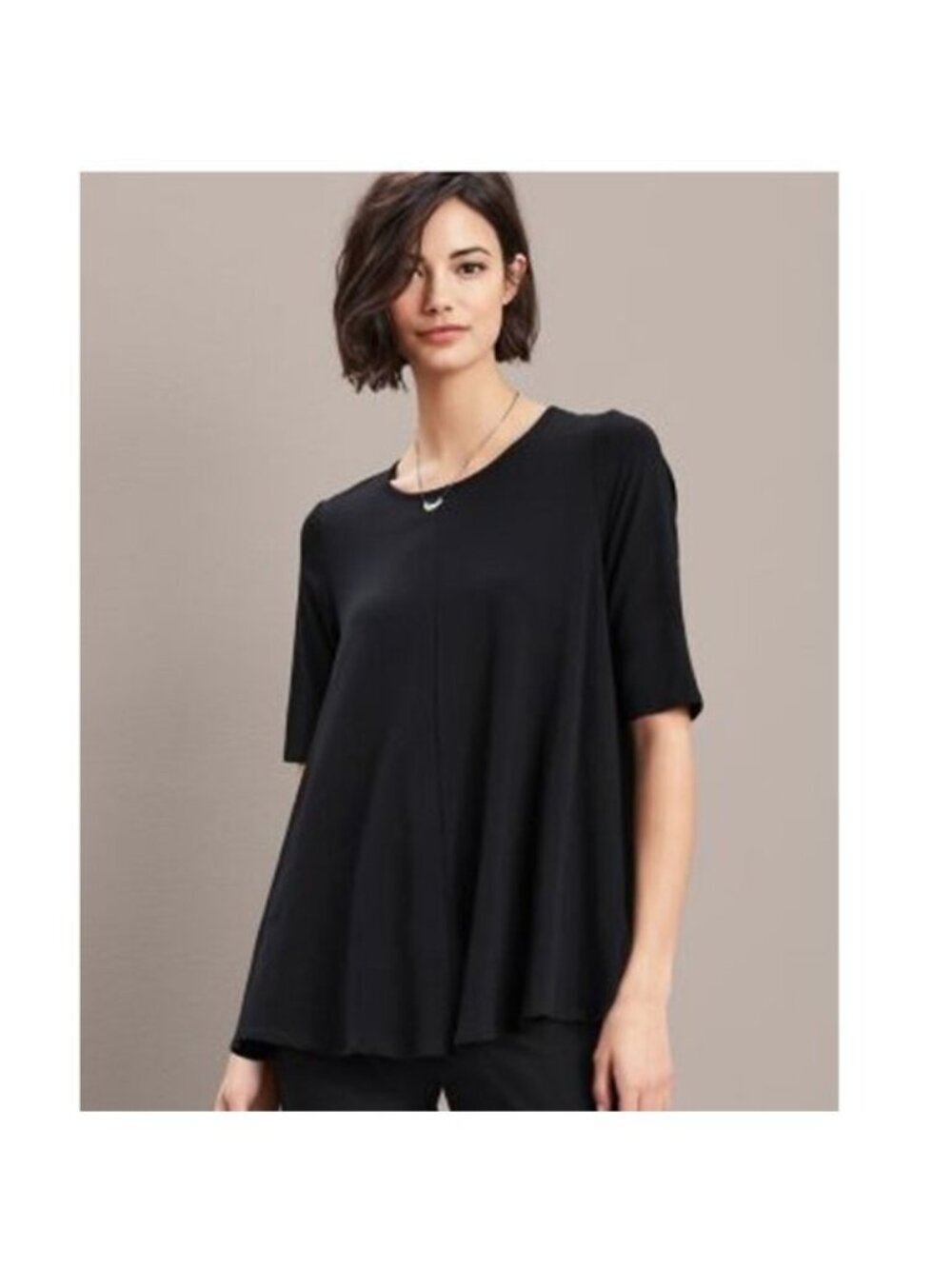 Eileen Fisher Lightweight Viscose-Jersey Elbow-Sleeve Tunic - XS
